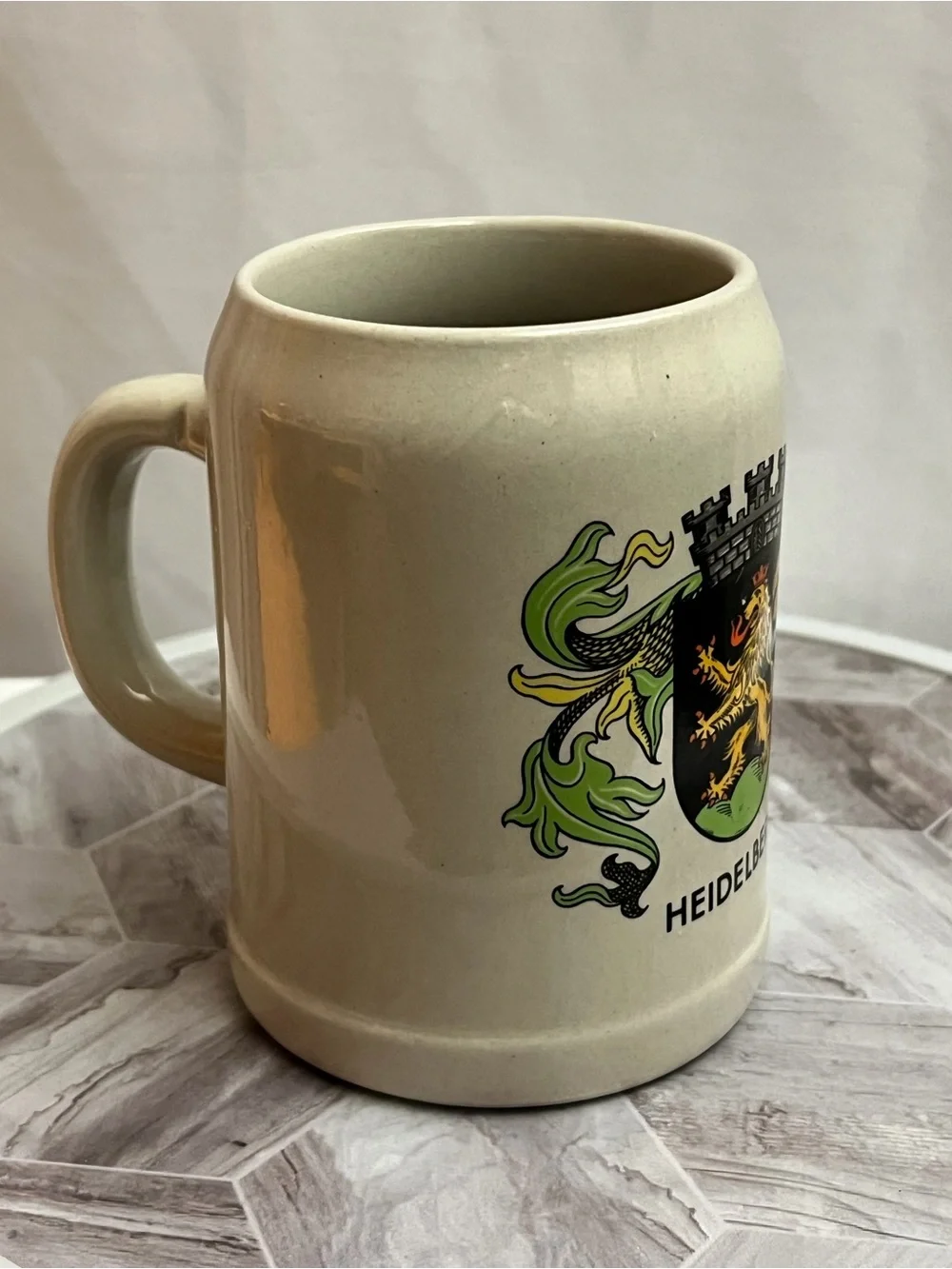 Heidelberg Ceramic Stein with Colorful Crest